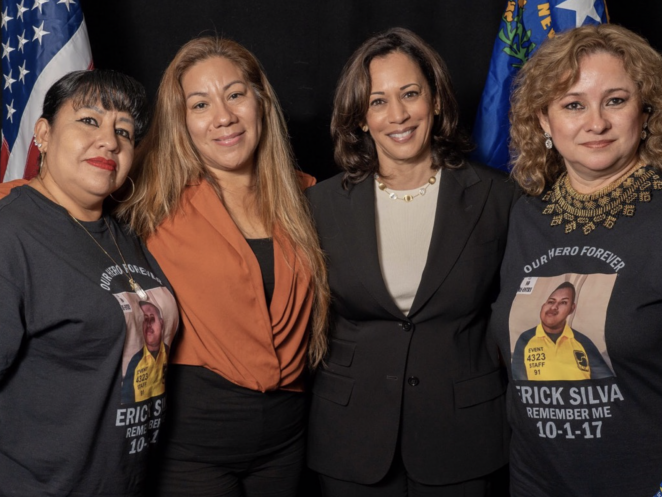 Angelica Cervantes, Areli Sanchez Morales, Kamala Harris and Angelyka Quiñones