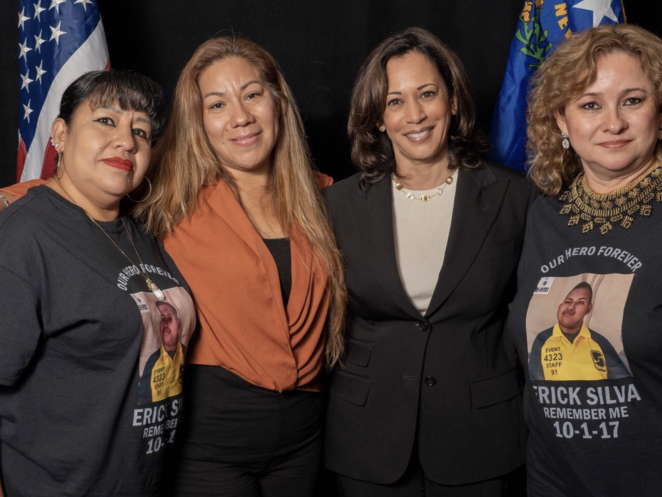 Angelica Cervantes, Areli Sanchez Morales, Kamala Harris and Angelyka Quiñones