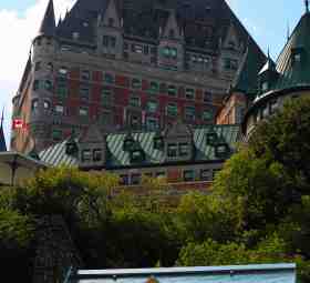 The iconic Fairmont Le Chateau Frontenac sits high on a bluff in the heart of Old City Québec.